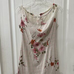 Liz Claiborne Floral Overlay Plaid Cotton Sheath Dress
